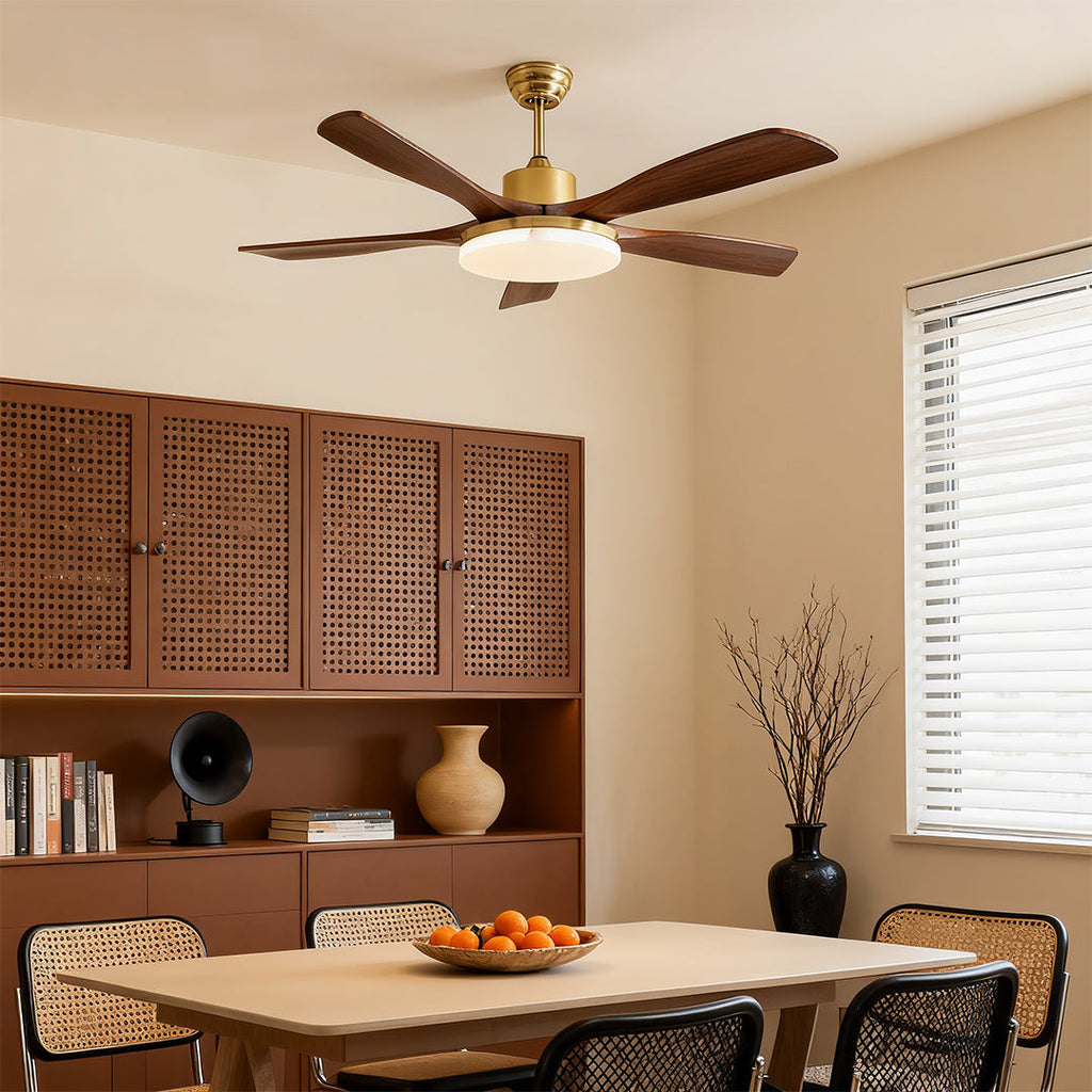 Rustic Wooden 3-Blade Ceiling Fan with Remote Control & Light for Living Room