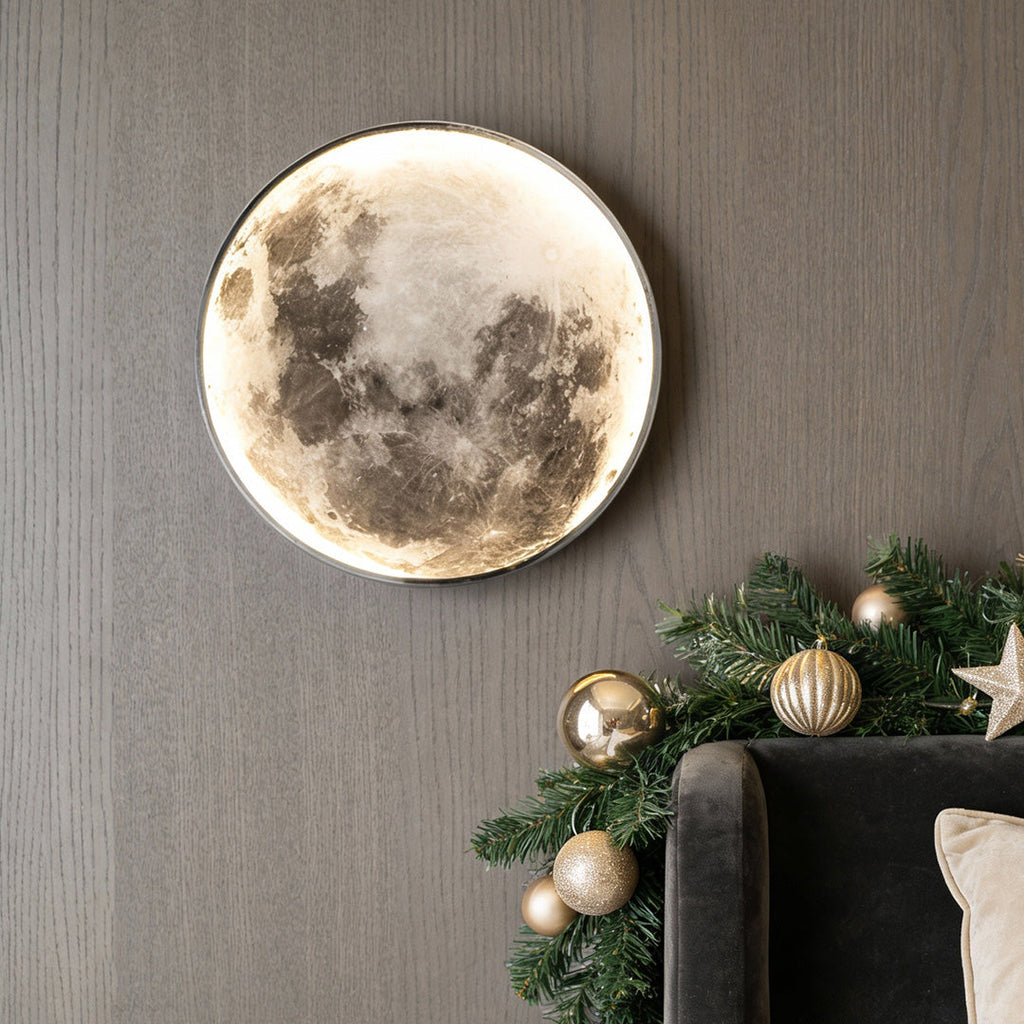 Artistic Round LED Full Moon Wall Lamp in White for Modern Decor