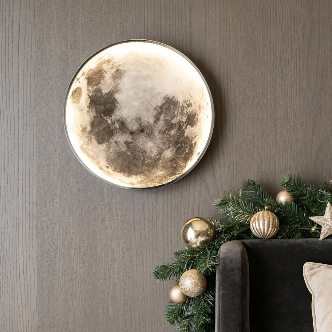 Artistic Round LED Full Moon Wall Lamp in White for Modern Decor