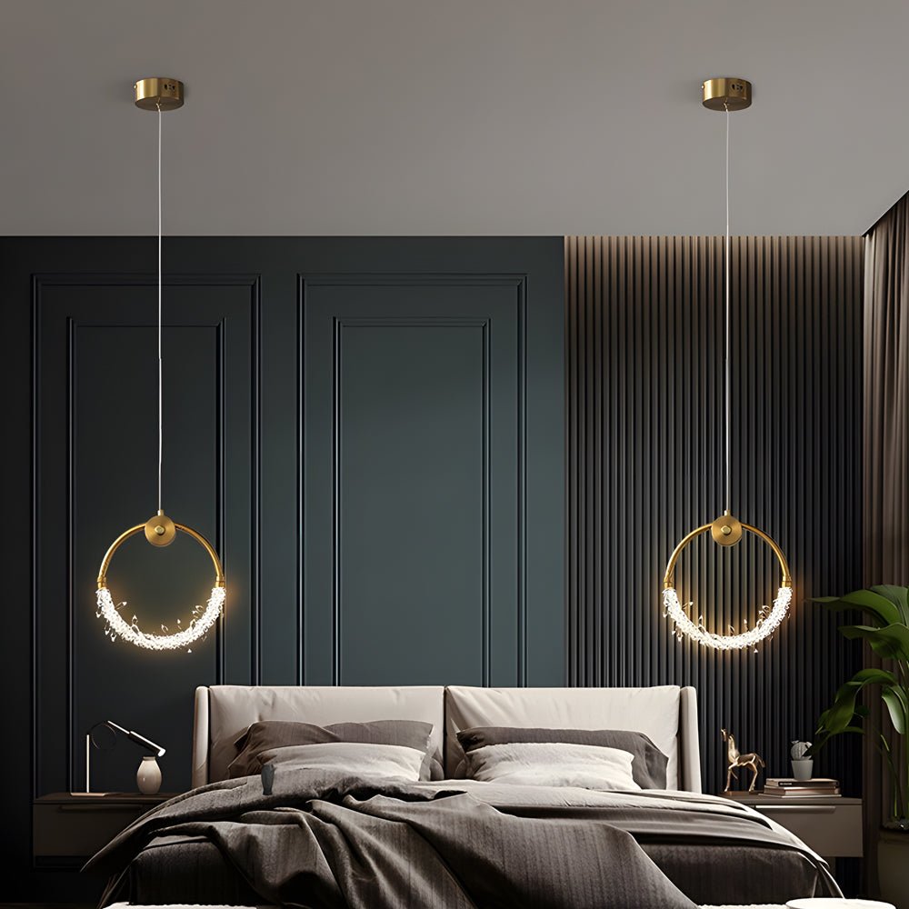 Modern 11'' Crystal LED Pendant Light for Bedroom Nightstand Décor