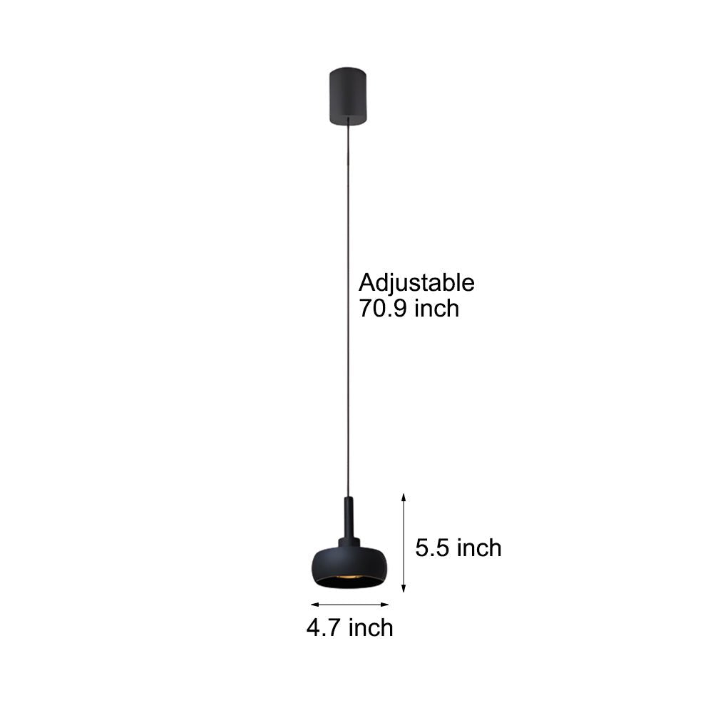 Adjustable 4'' Black COB 7W Spotlight Pendant Light for Modern Spaces