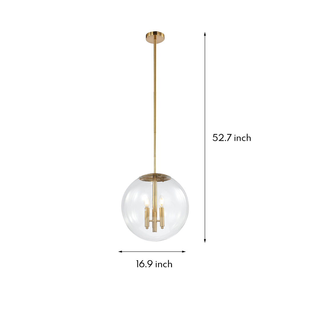 Elegant Clear Glass Globe Pendant Light for Modern Living Room Decor