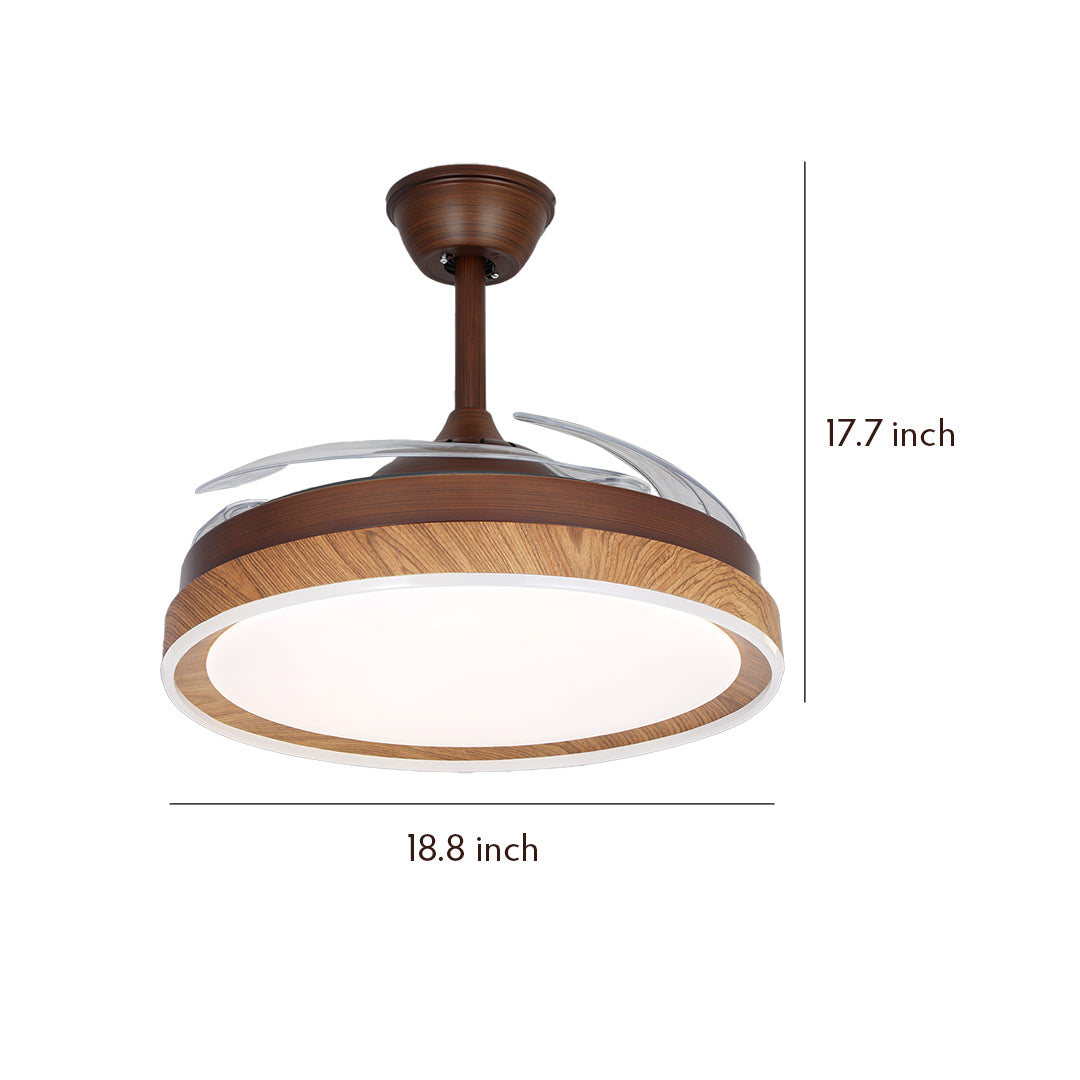 Rustic Walnut Wood Grain Ceiling Fan with 4 Lights for Living Room
