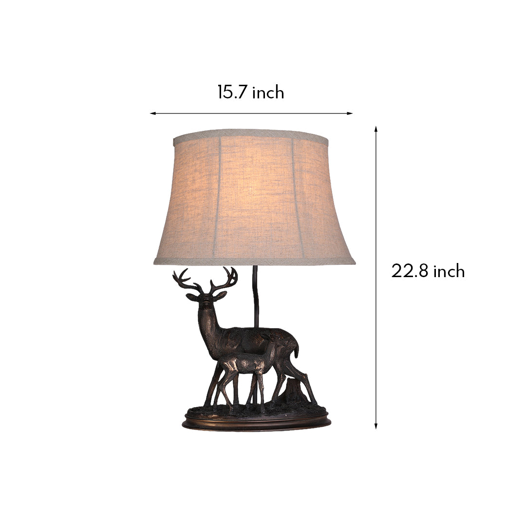 Rustic Deer Table Lamp in Brown Resin for Lodge Living Room Decor