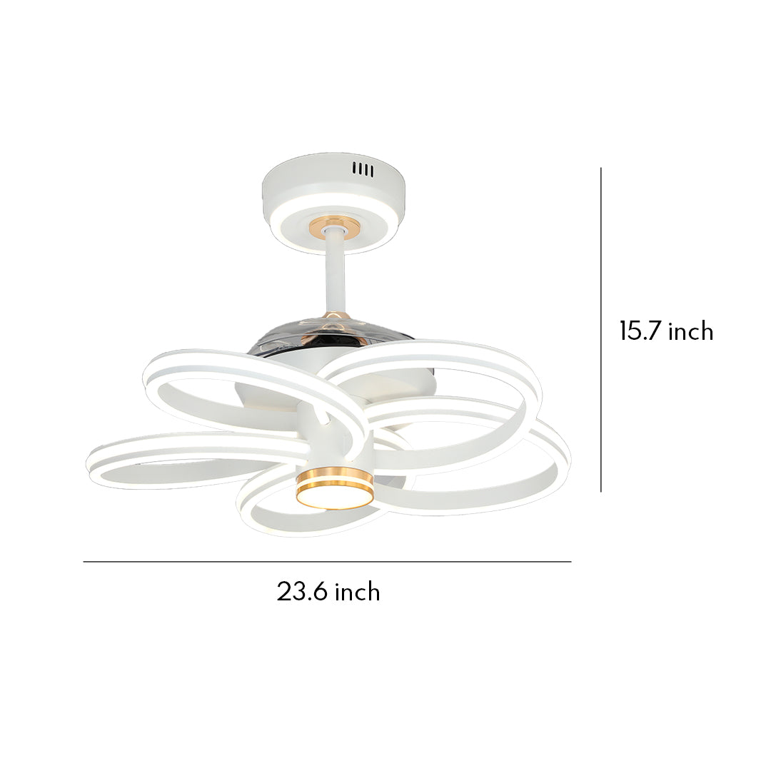 White Iron Art Ceiling Fan with Light for Modern Living Spaces