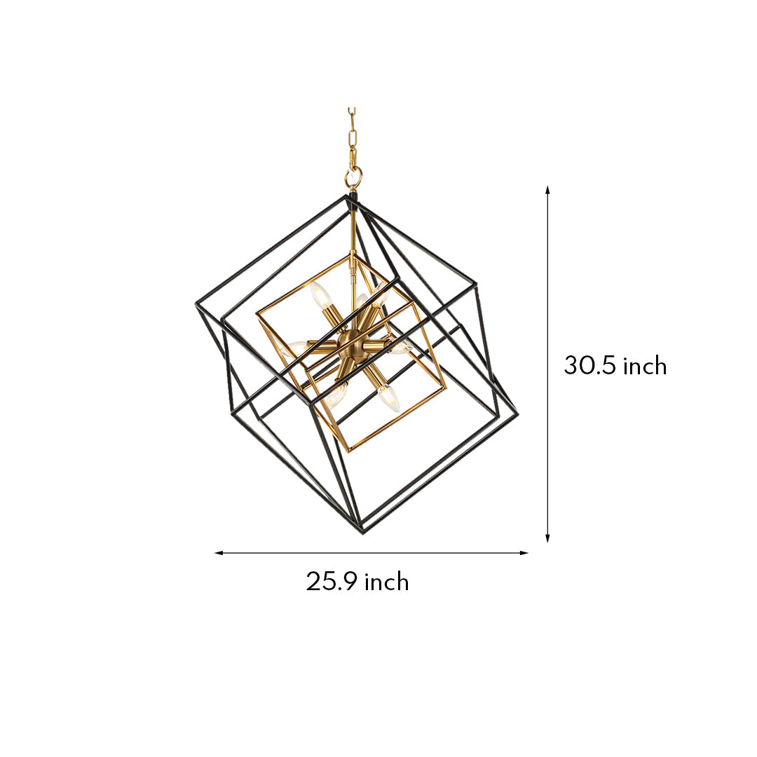 Industrial Dual-Color Square Iron Pendant Light for Kitchen and Dining Room
