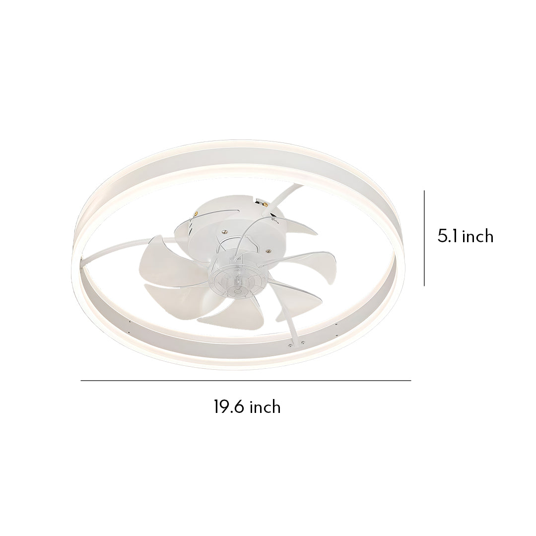 Contemporary White Plastic Ceiling Fan with LED Light for Living Room