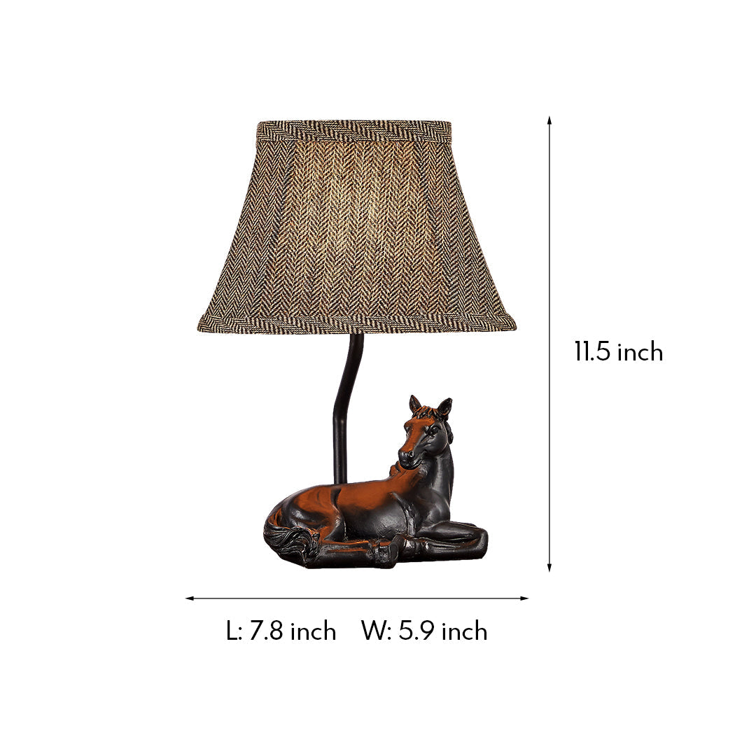 Elegant European-Style Horse Table Lamp with Cloth Shade for Decor