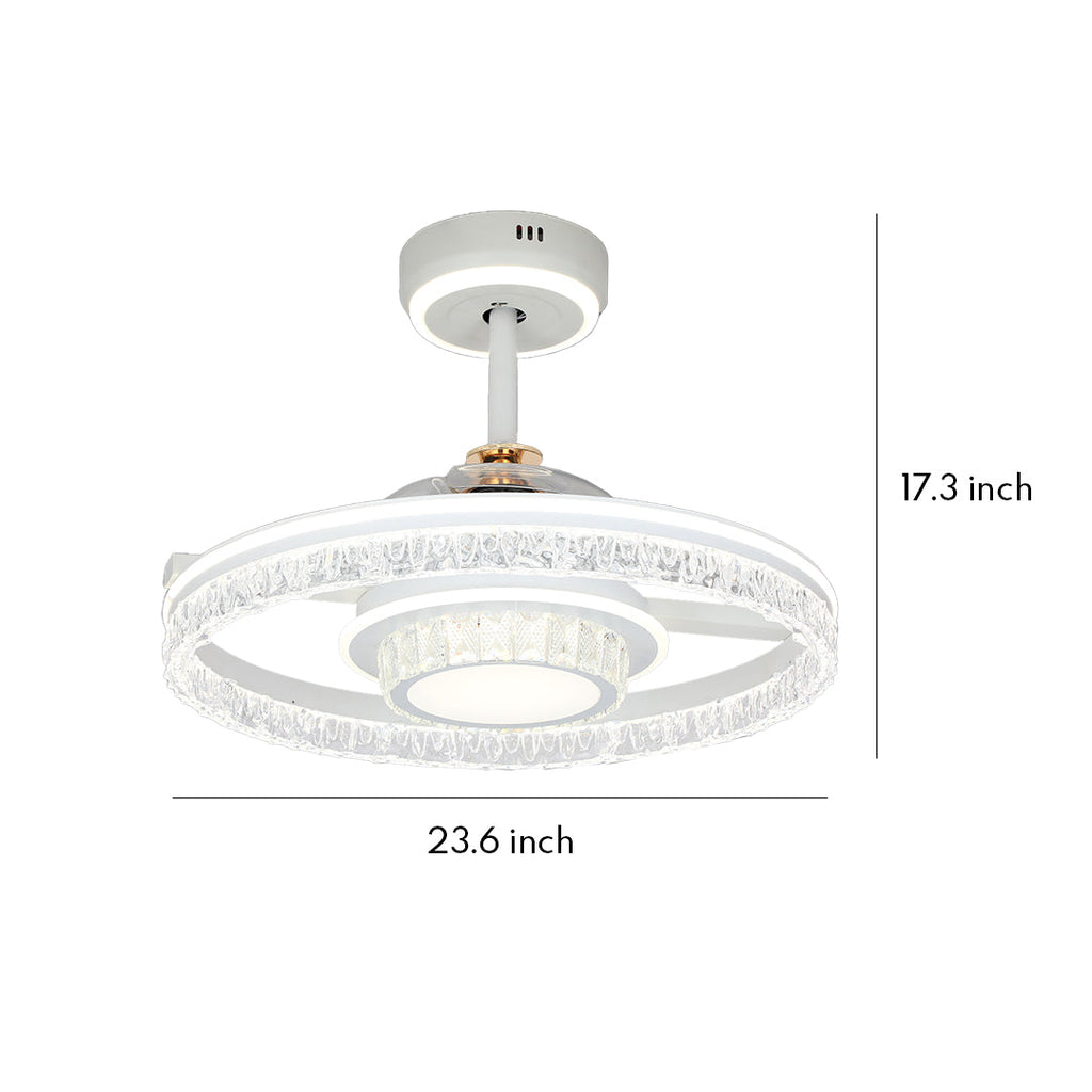 White Aluminum Nordic Ceiling Fan with Round Light for Modern Homes