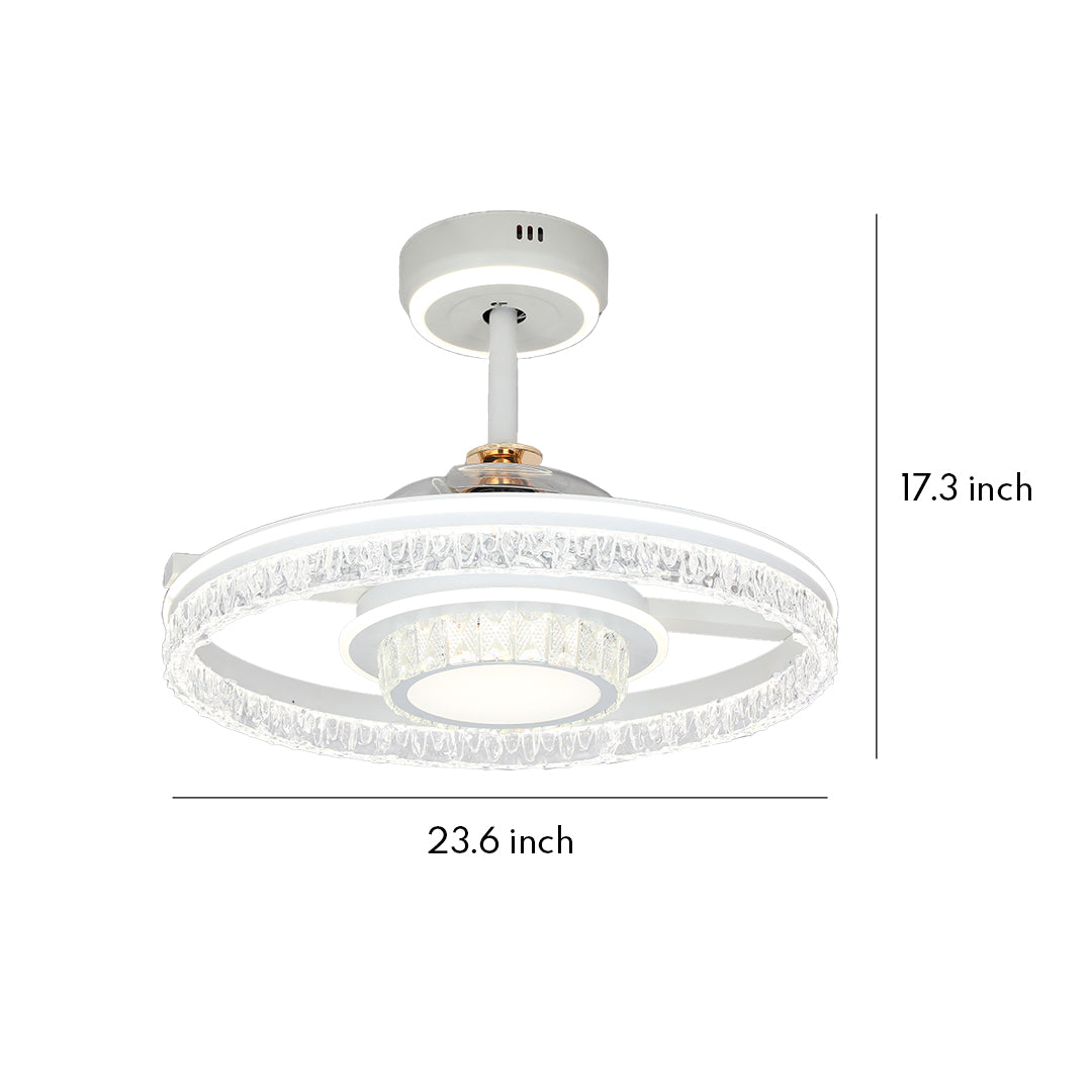 White Aluminum Nordic Ceiling Fan with Round Light for Modern Homes