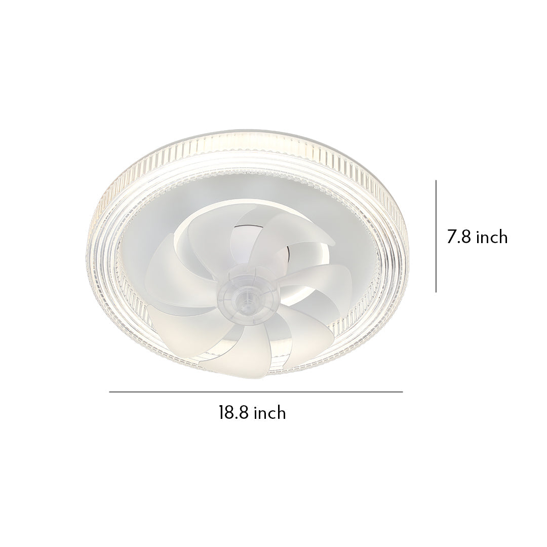 Modern White Circular Ceiling Fan with LED Light for Living Room Decor