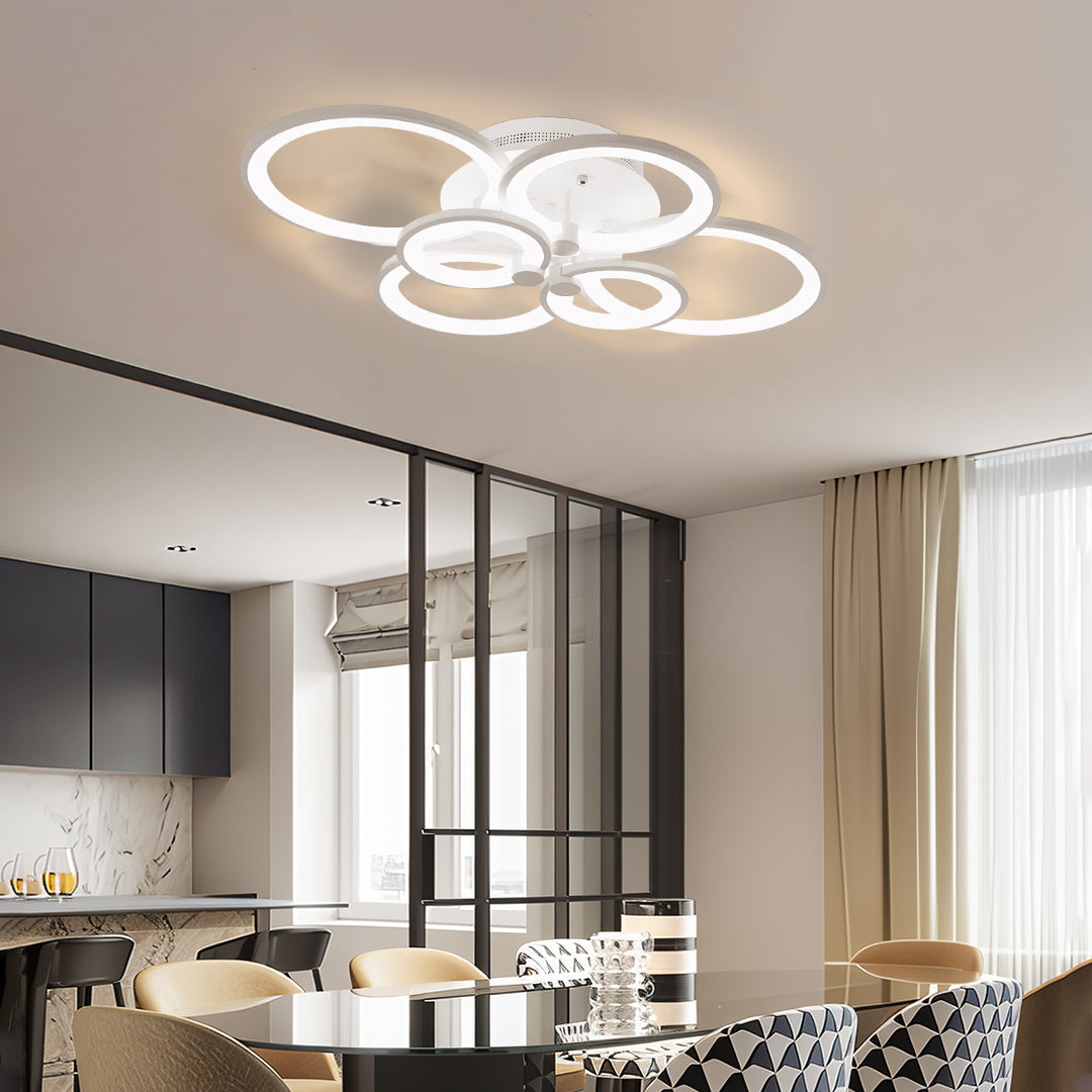 Elegant Modern Overlapping Ring Ceiling Light Fixture in Gold for Living Room