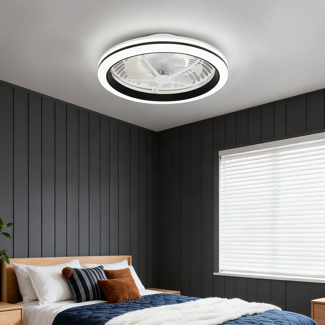 Stylish White Plastic Flush Mount Ceiling Fan Light for Home Décor