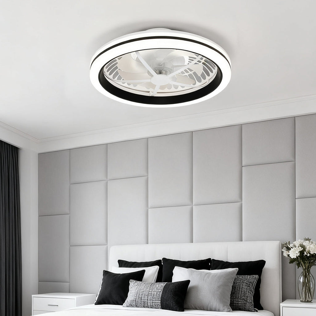 Stylish White Plastic Flush Mount Ceiling Fan Light for Home Décor