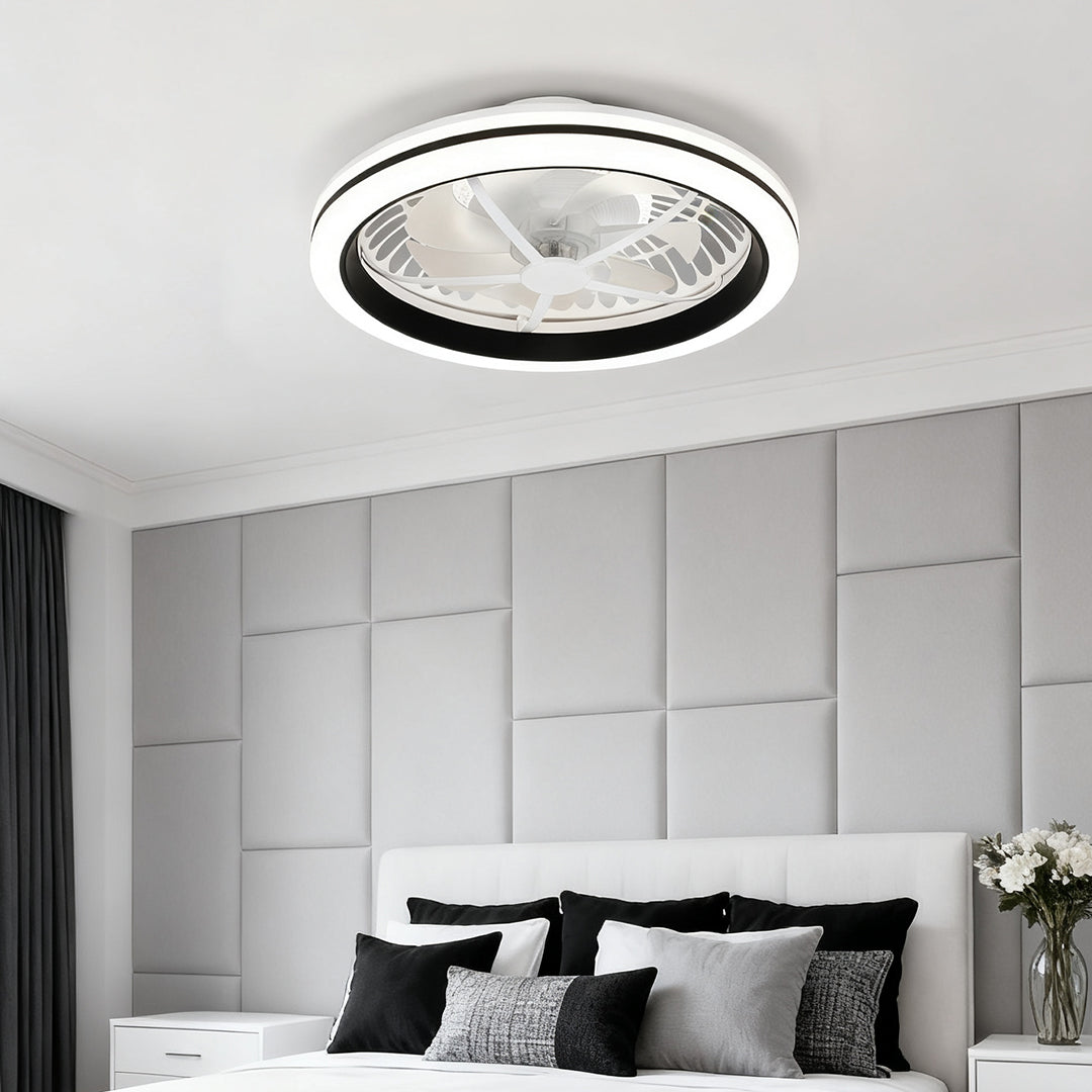 Stylish White Plastic Flush Mount Ceiling Fan Light for Home Décor