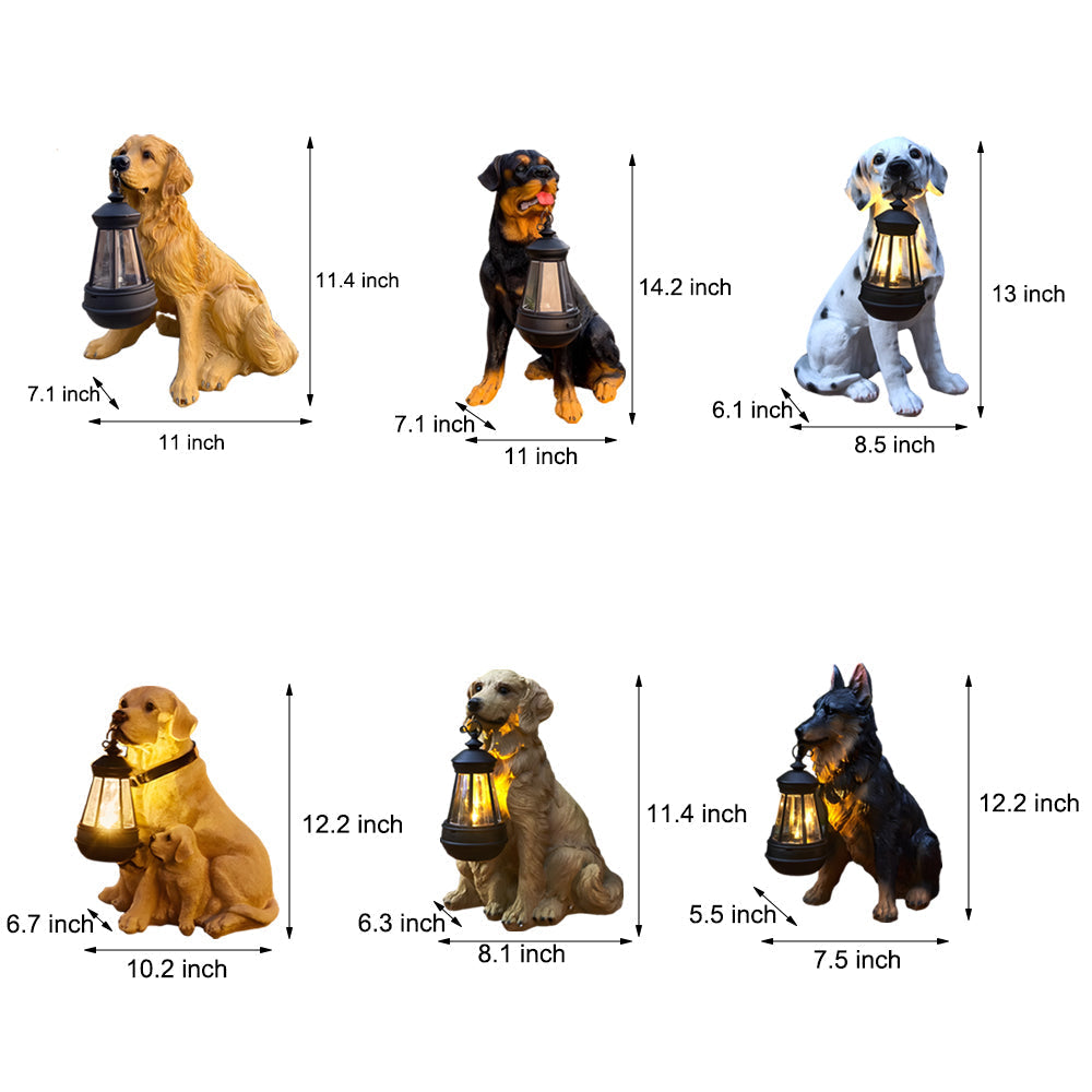 Modern Grey Resin Dog Statue Solar Garden Light for Outdoor Landscape
