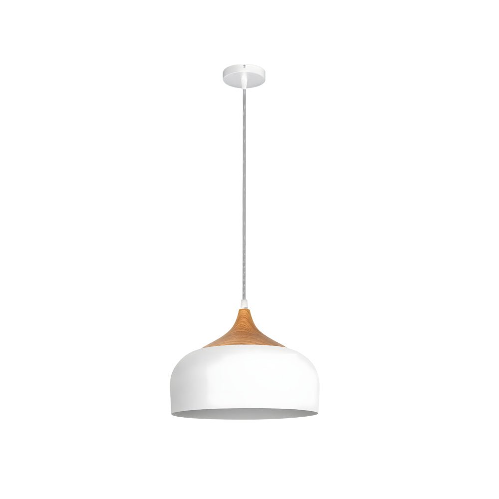 Modern Black Dome Pendant Light with Wood Accents for Kitchen Island