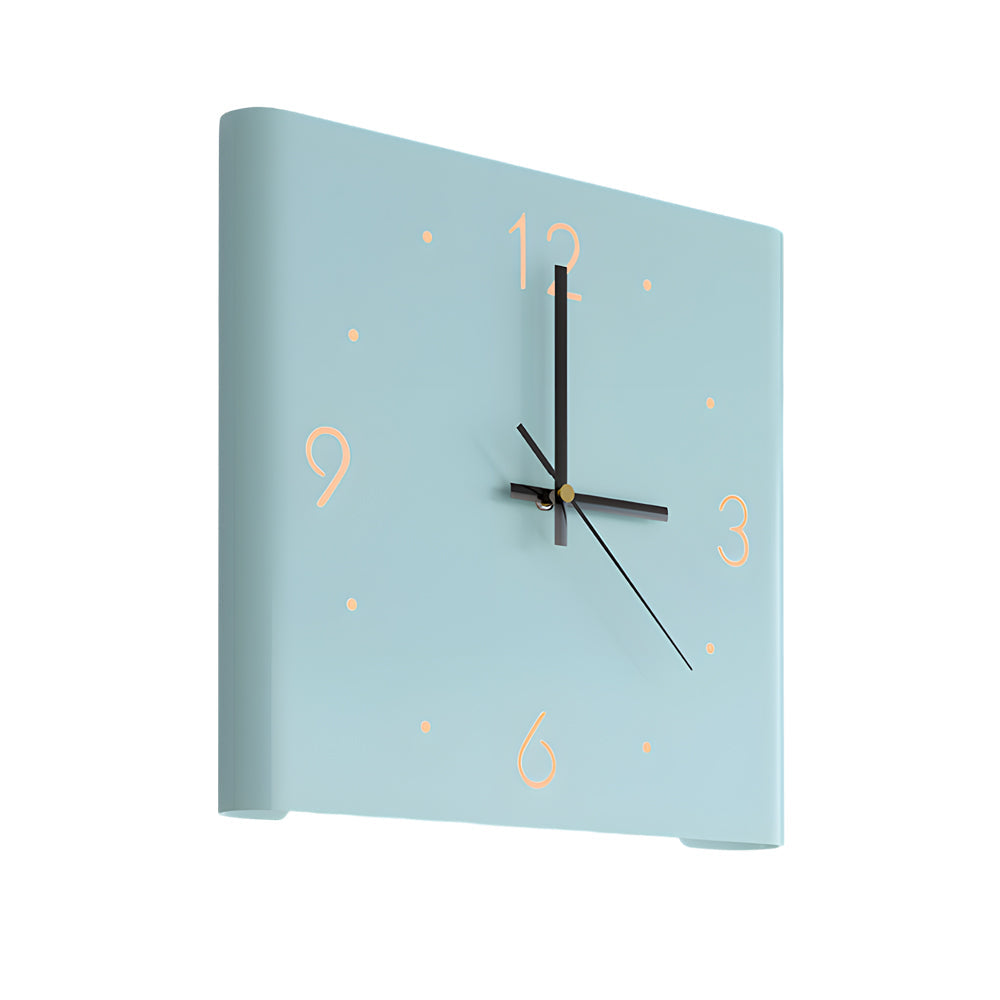 Modern Backlit Square Metal Wall Clock Lamp for Home Office Decor