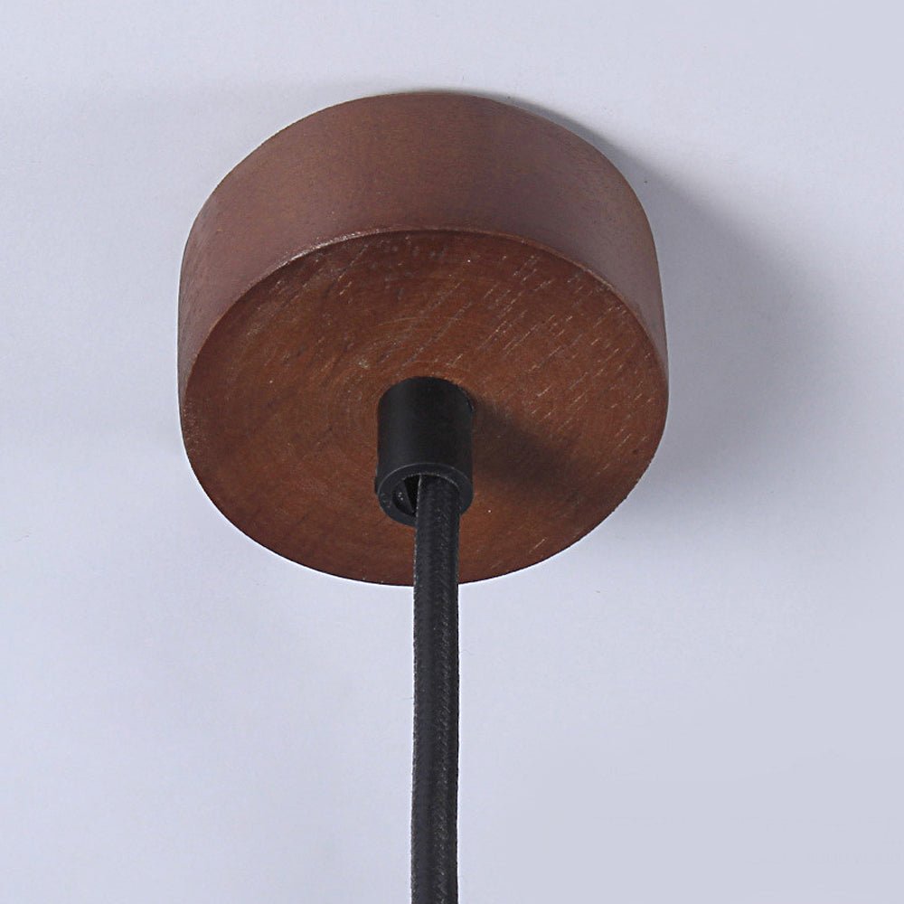 Nordic Wood Brown Double Glass Pendant Light Fixture for Home Decor