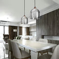 Nordic Brown Wood Pendant Light with Double Glass Lampshade for Living Room