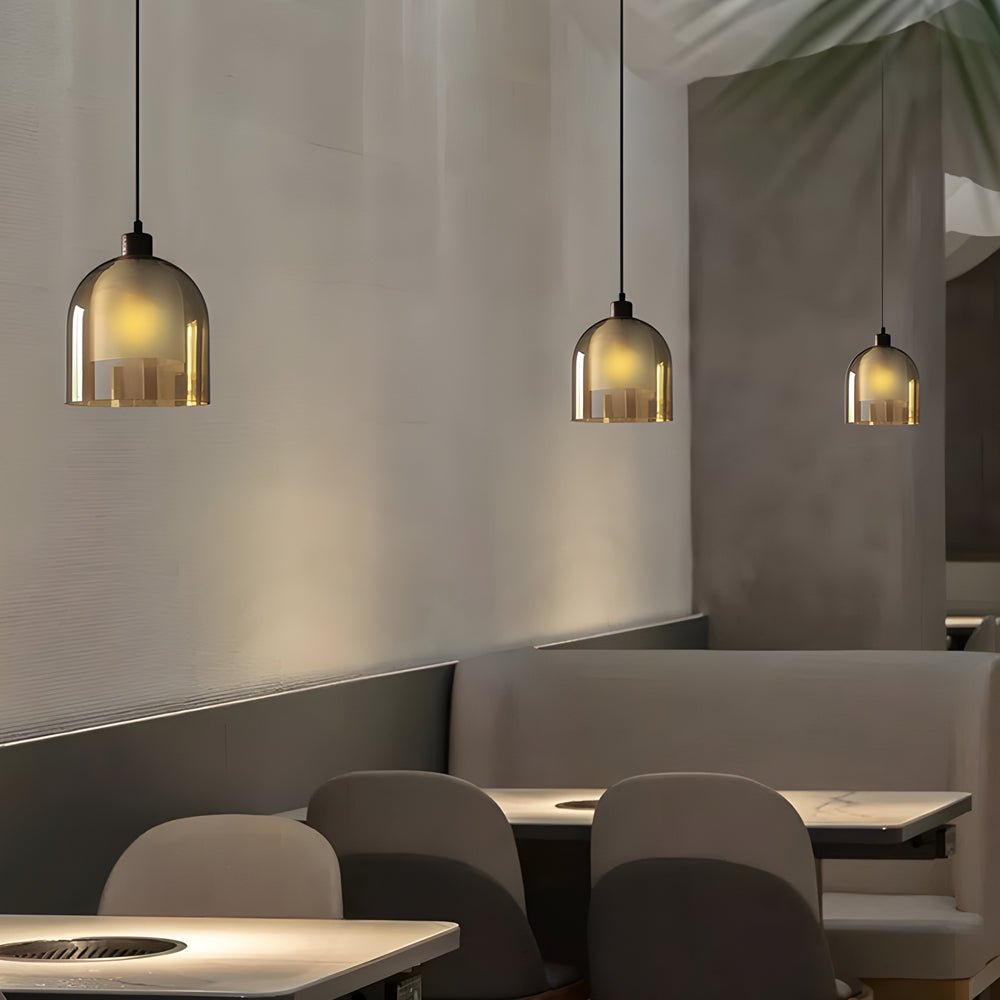 Nordic Wood Brown Double Glass Pendant Light Fixture for Home Decor