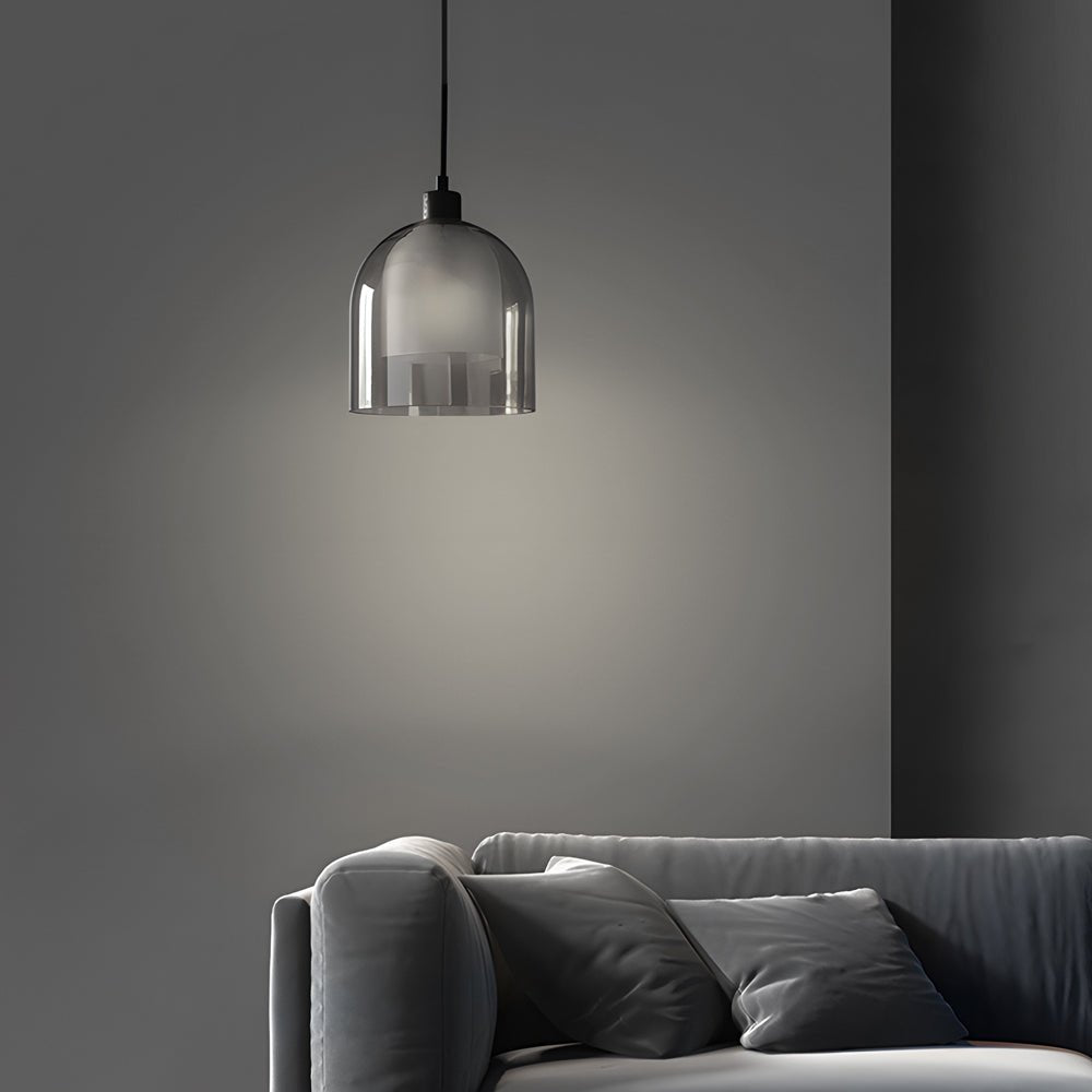 Nordic Wood Brown Double Glass Pendant Light Fixture for Home Decor