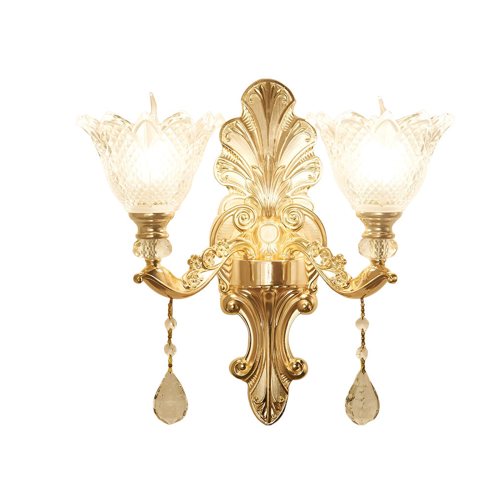 Elegant Double Crystal Glass Wall Sconce Lights for Living Room Decor