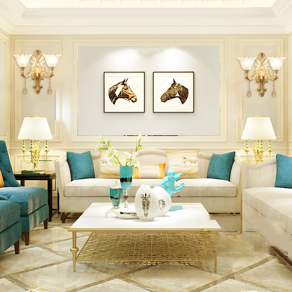 Elegant Double Crystal Glass Wall Sconce Lights for Living Room Decor