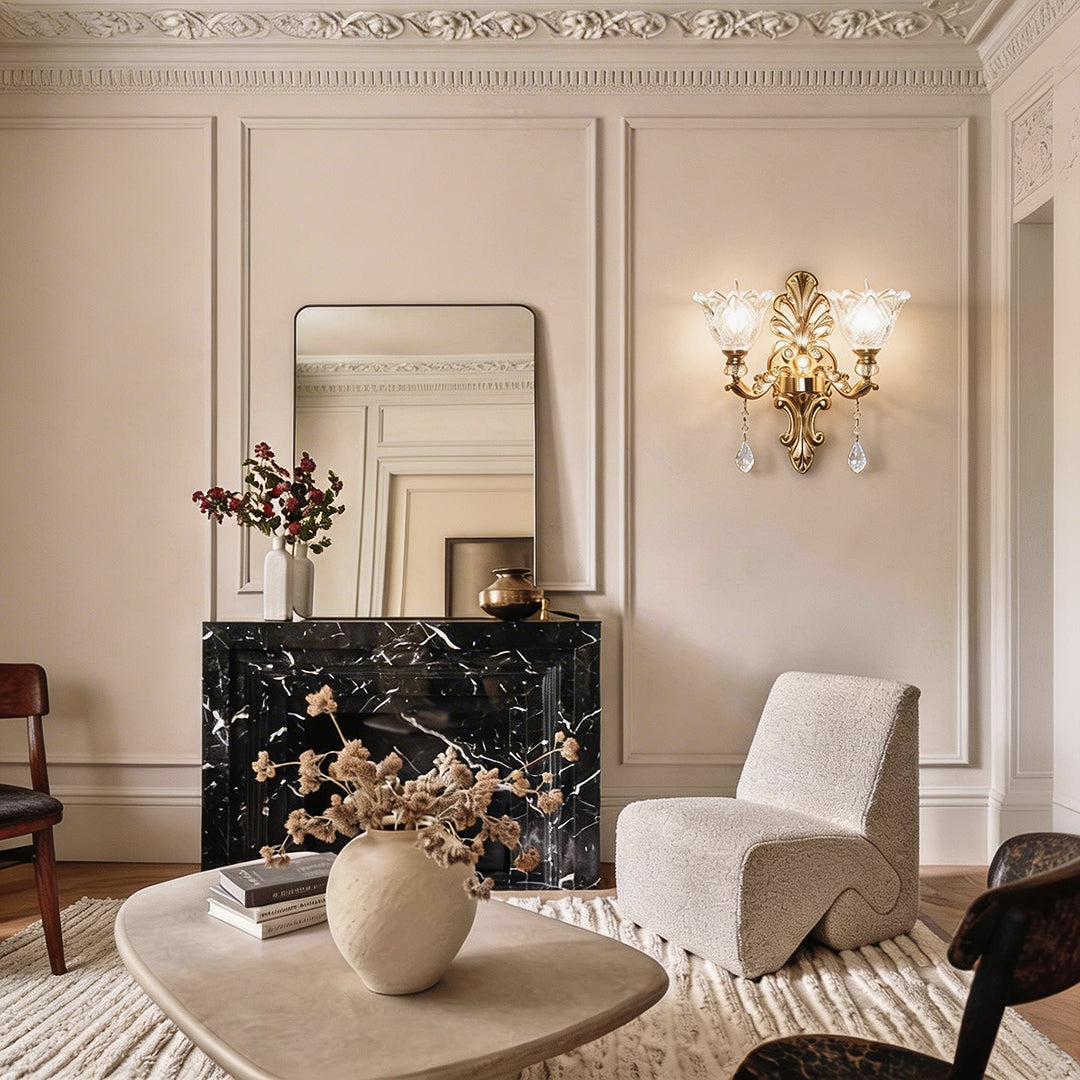 Elegant Double Crystal Glass Wall Sconce Lights for Living Room Decor