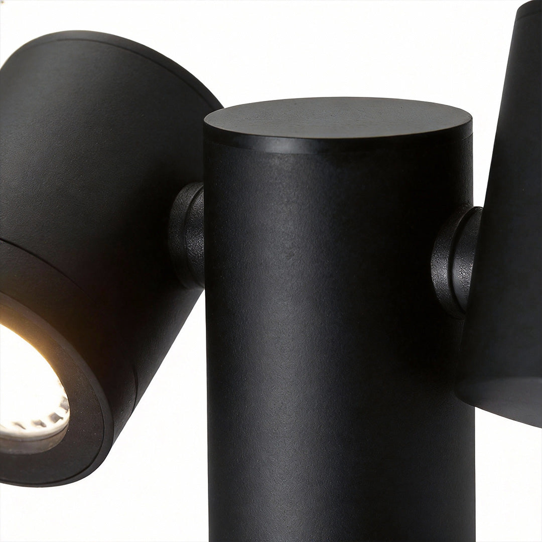 Rotatable Dual Head Black Outdoor Bollard Light for Lawn and Garden