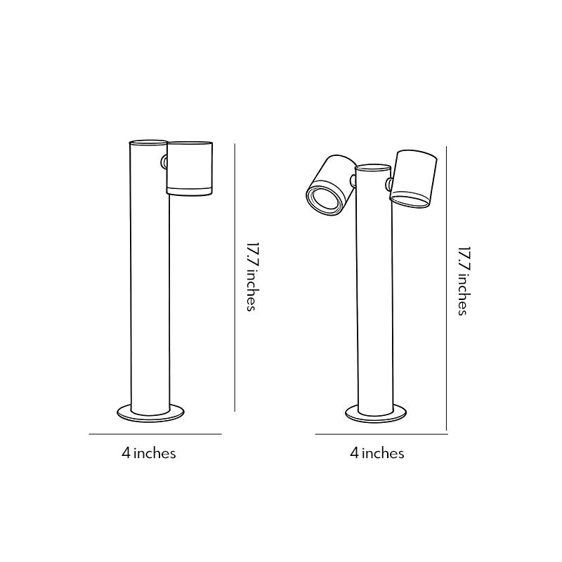 Rotatable Dual Head Black Outdoor Bollard Light for Lawn and Garden