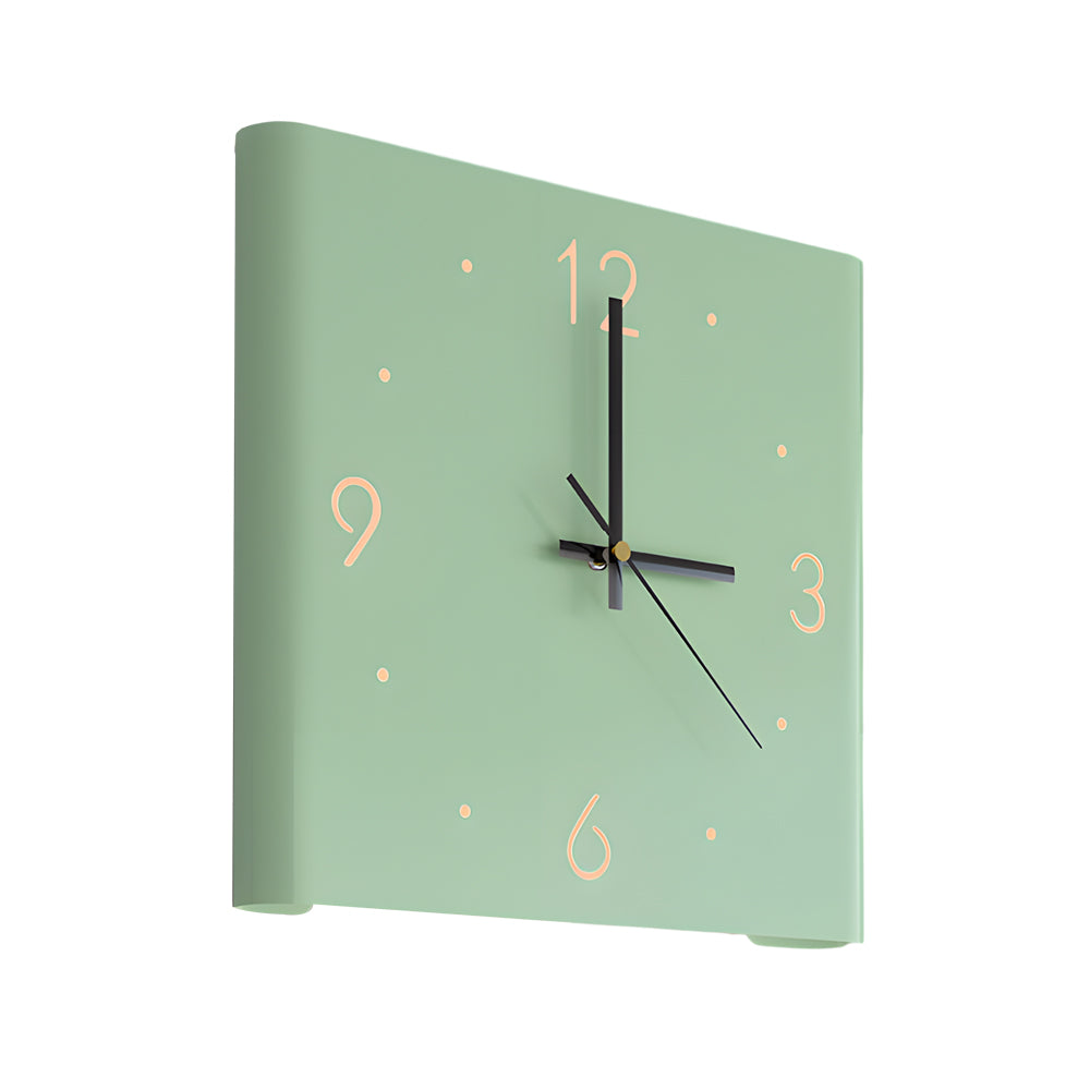 Modern Backlit Square Metal Wall Clock Lamp for Home Office Decor