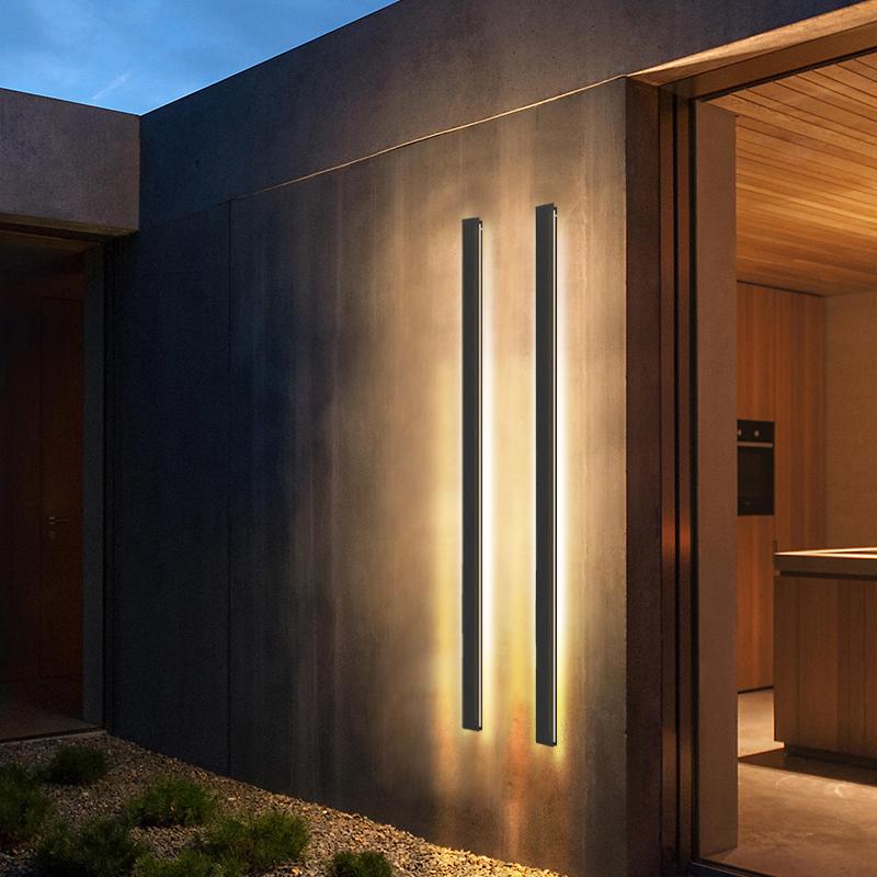 Minimalist Black LED Linear Outdoor Wall Sconce for Patio Garden Lighting