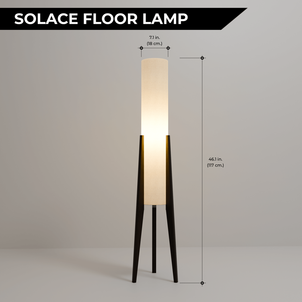Modern White Fabric Floor Lamp with Wooden Base for Living Room Use