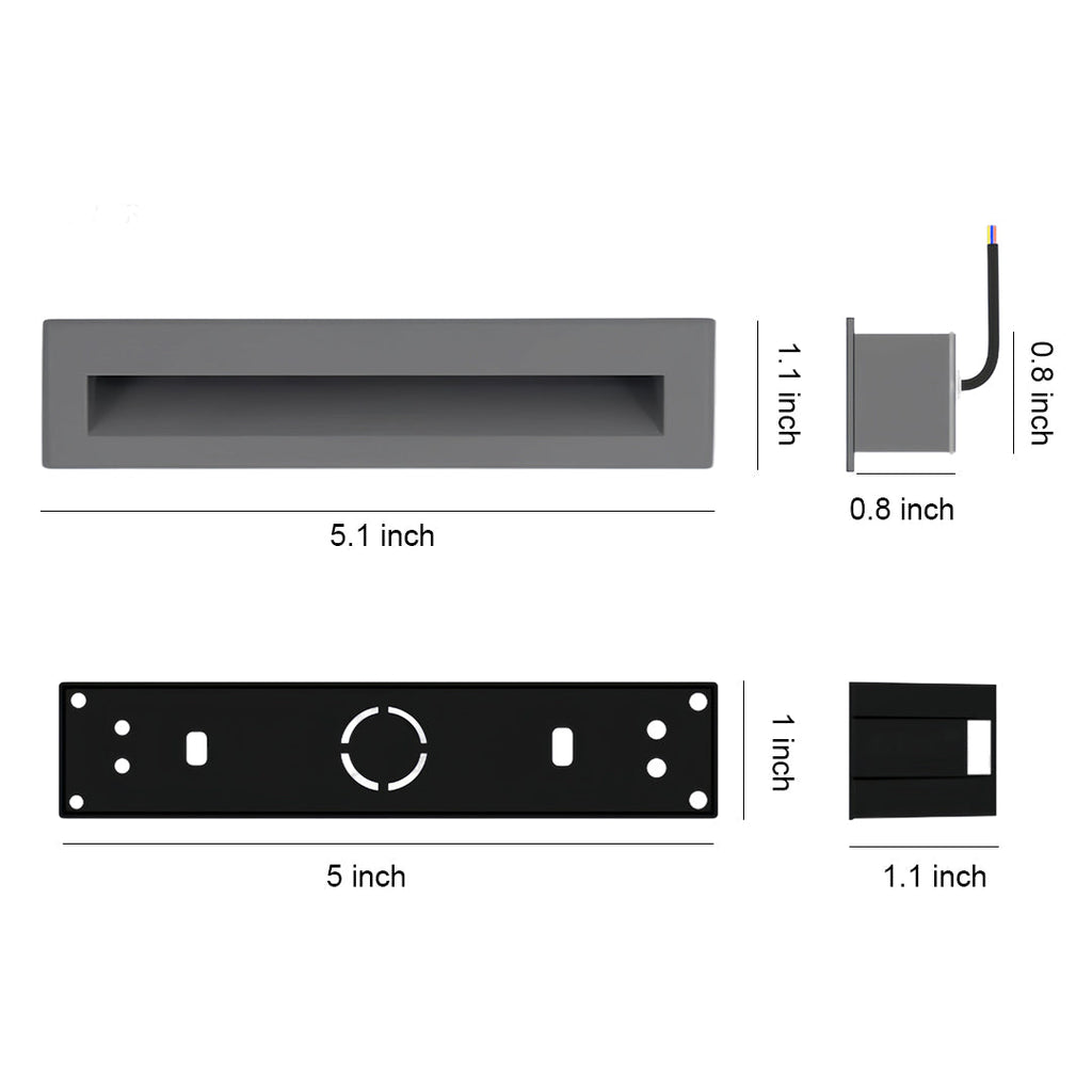 Modern Minimalist Embedded LED Step Lights for Outdoor Stairs – Black Finish