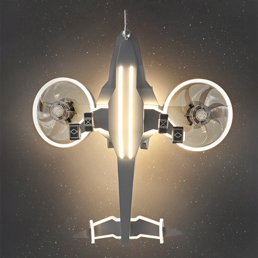 Fighter Jet Ceiling Fan with Full Spectrum Light for Kids' Room Decor