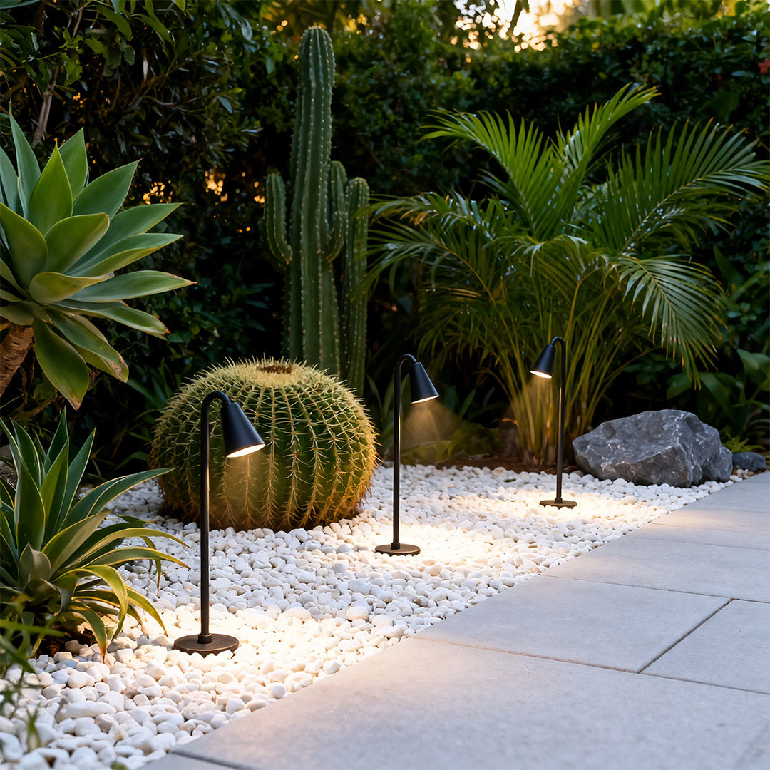 Contemporary Black Waterproof LED Landscape Path Lights for Outdoor Gardens