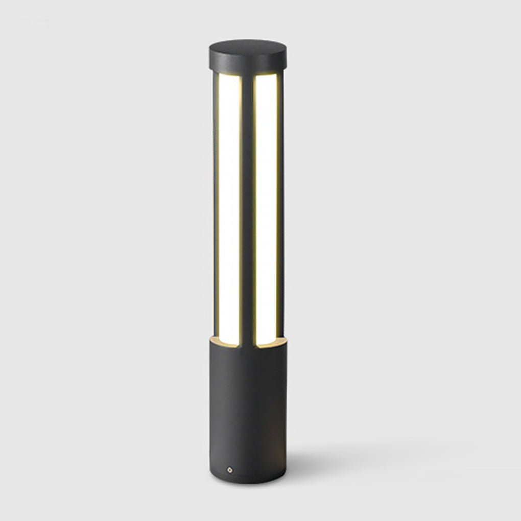 Modern Black Cylindrical LED Bollard Lights for Outdoor Landscape Lighting