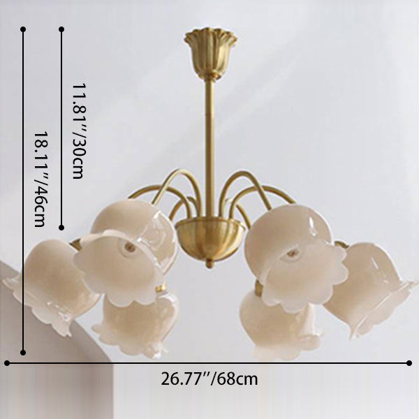 Elegant Brass Bellflower Chandelier with Resin Accents for Living Room