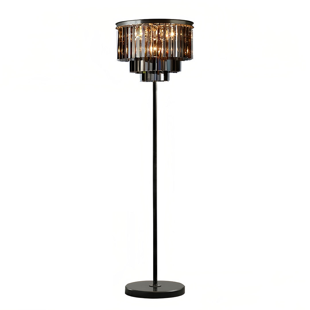 Glamorous Crystal Floor Lamp in Gold Finish for Luxurious Living Spaces