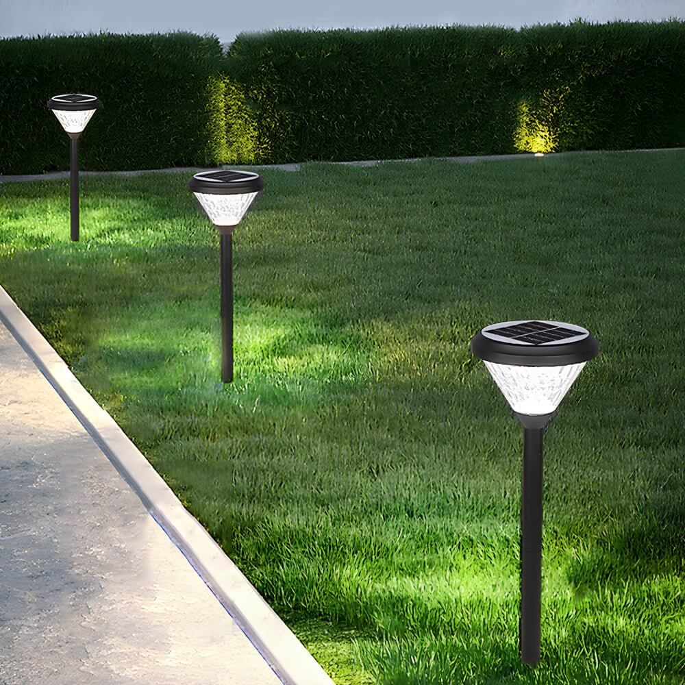 Stylish Black Solar LED Pathway Lights with Water Ripple Design - 27.6”