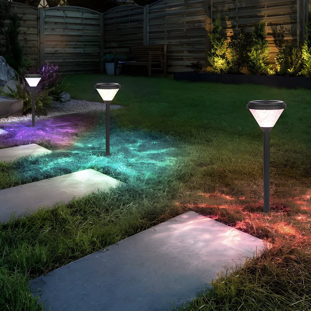 Stylish Black Solar LED Pathway Lights with Water Ripple Design - 27.6”