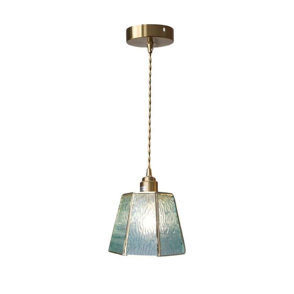 Stylish Brass & Glass Polygon Pendant Light | Adjustable 4W LED for Dining Room