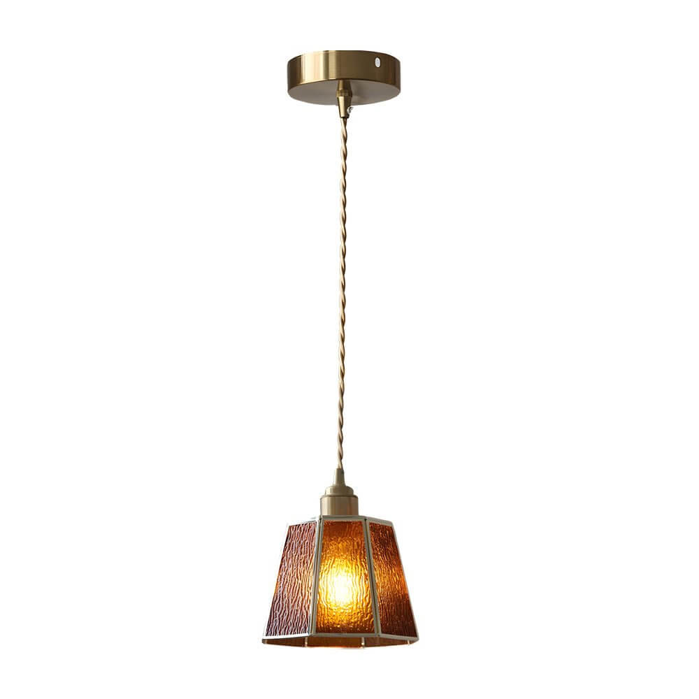 Stylish Brass & Glass Polygon Pendant Light | Adjustable 4W LED for Dining Room