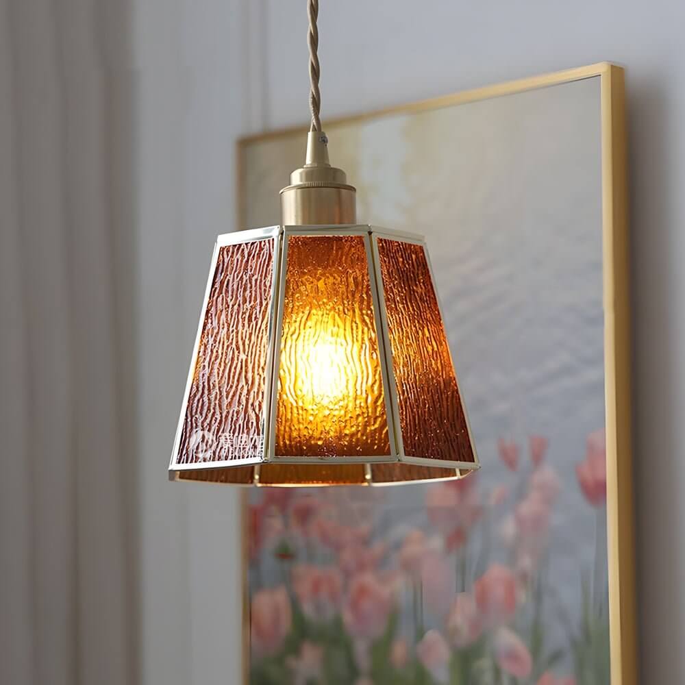Stylish Brass & Glass Polygon Pendant Light | Adjustable 4W LED for Dining Room