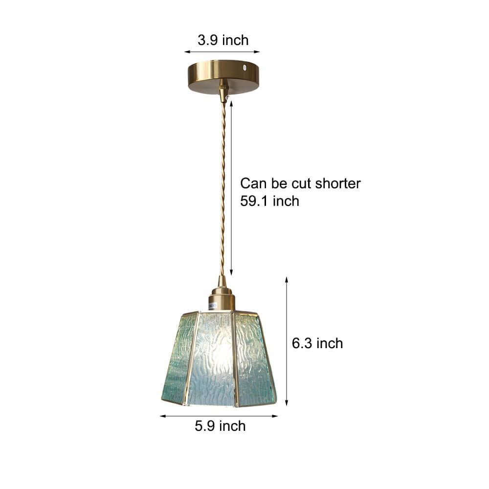 Stylish Brass & Glass Polygon Pendant Light | Adjustable 4W LED for Dining Room