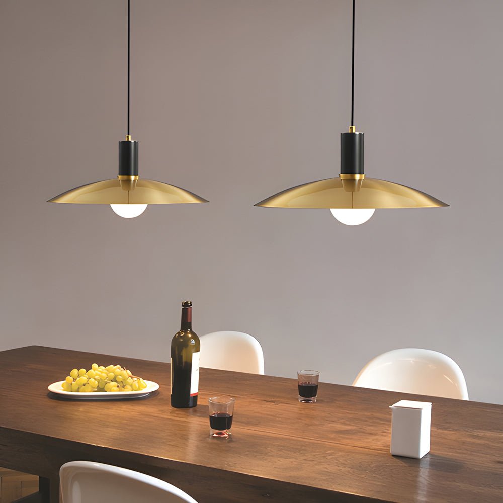 Modern Brass Flared LED Pendant Light Fixture for Dining Room Decor