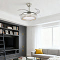 Luxury Nickel Crystal Ceiling Fan with Light Remote for Living Room