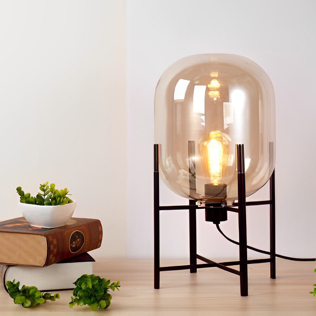 Industrial Bubble Glass Floor Lamp with Metal Rods for Living Room