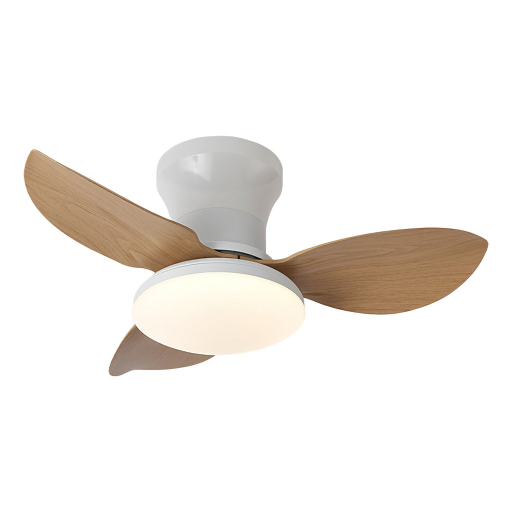 Modern White 3-Blade Ceiling Fan with Dimmer Light and Remote Control for Bedroom